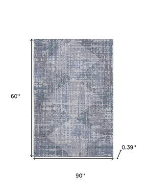 HomeRoots 8' Blue and Purple Geometric Round Rug – Washable, UV-Protected, Non-Slip, Family-Friendly Design 715000