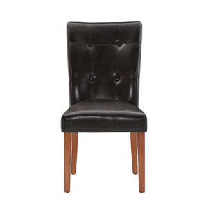 Homelegance Tufted Faux Leather Dining Chair Solid Wood Cherry Finish Set of 2 714S