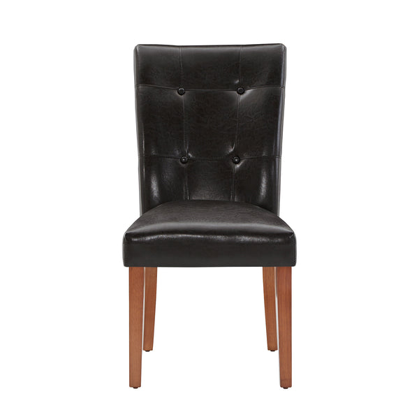 Homelegance Tufted Faux Leather Dining Chair Solid Wood Cherry Finish Set of 2 714S