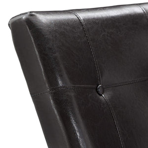 Tufted Faux Leather Dining Chair Solid Wood Cherry Finish Set of 2