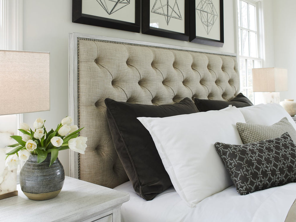 Lexington Sag Harbor Tufted Upholstered Headboard In Elegant Herringbone Weave - Luxe Comfort For Any Bedroom Oyster  714-134hb