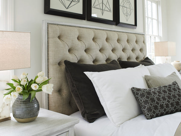 Lexington Sag Harbor Tufted Upholstered Headboard In Elegant Herringbone Weave - Luxe Comfort For Any Bedroom Oyster  714-134hb