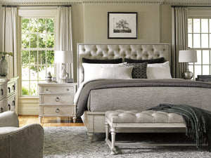 Lexington Cedarhurst Nightstand: Elegant Storage Solution With Custom Hardware And Graceful Turned Legs Oyster  714-621