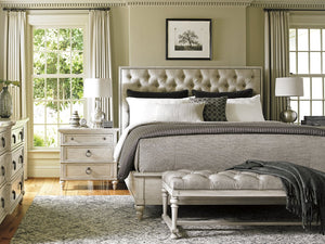 Lexington Cedarhurst Nightstand: Elegant Storage Solution With Custom Hardware And Graceful Turned Legs Oyster  714-621