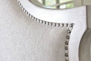 Lexington Arbor Hills Arched Upholstered Headboard With Textured Basket Weave And Nailhead Trim For Luxe Style Oyster  714-143hb