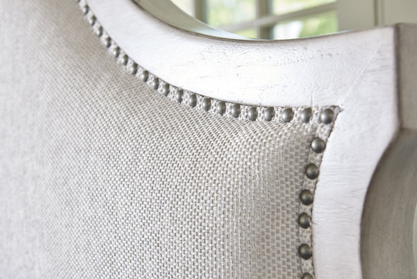 Lexington Arbor Hills Arched Upholstered Headboard With Textured Basket Weave And Nailhead Trim For Luxe Style Oyster  714-143hb