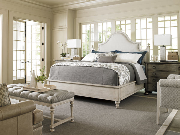 Lexington Arbor Hills Upholstered Bed: Embrace Luxurious Comfort With A Stylish Oyster Finish And Nailhead Trim Oyster  714-144c