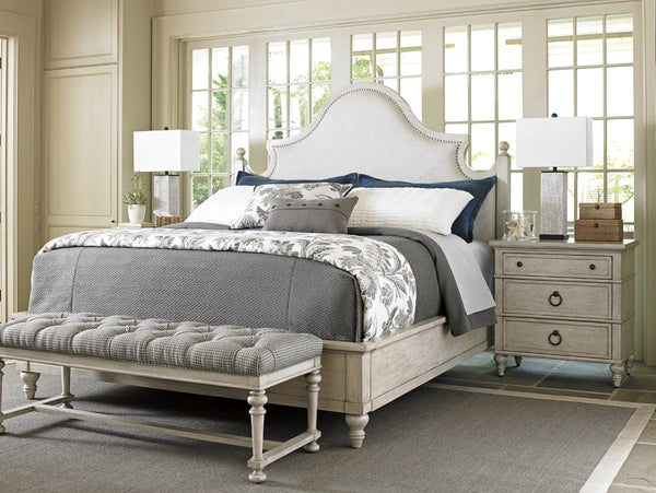 Lexington Arbor Hills Upholstered Bed: Embrace Luxurious Comfort With A Stylish Oyster Finish And Nailhead Trim Oyster  714-144c