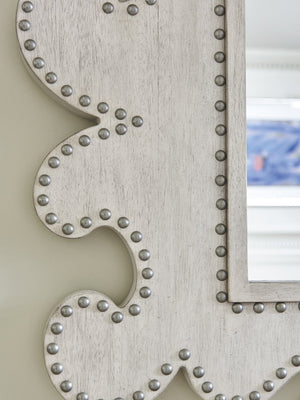 Lexington Hempstead Vertical Mirror - Elegant Scrolled Frame With Nailhead Trim And Sophisticated Oyster Finish Oyster  714-203
