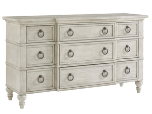 Lexington Barrett Triple Dresser: Casual Luxe Living With Antique Pewter Hardware And Elegant Cathedral Mahogany Oyster  714-233