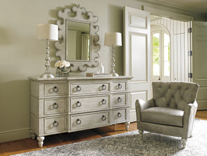 Lexington Barrett Triple Dresser: Casual Luxe Living With Antique Pewter Hardware And Elegant Cathedral Mahogany Oyster  714-233