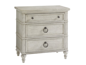 Lexington Cedarhurst Nightstand: Elegant Storage Solution With Custom Hardware And Graceful Turned Legs Oyster  714-621