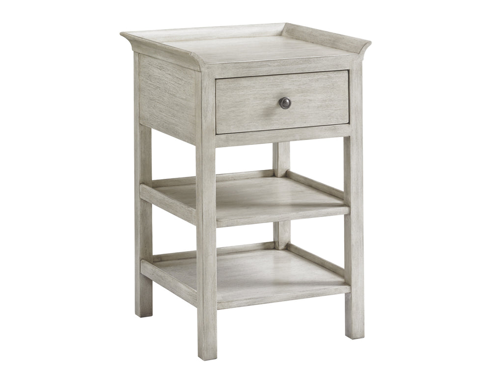 Lexington Pellham Night Table - Elegant Transitional Design With Antique Pewter Hardware And Functional Storage Oyster  714-622
