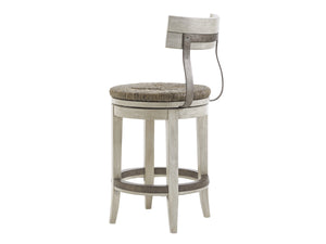 Lexington Merrick Swivel Counter Stool: Casual Elegance With Rush Seat And Metal Back For Modern Living Spaces Oyster  714-815-01