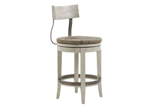 Lexington Merrick Swivel Counter Stool: Casual Elegance With Rush Seat And Metal Back For Modern Living Spaces Oyster  714-815-01