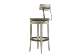 Lexington Merrick Swivel Counter Stool: Casual Elegance With Rush Seat And Metal Back For Modern Living Spaces Oyster  714-816-01