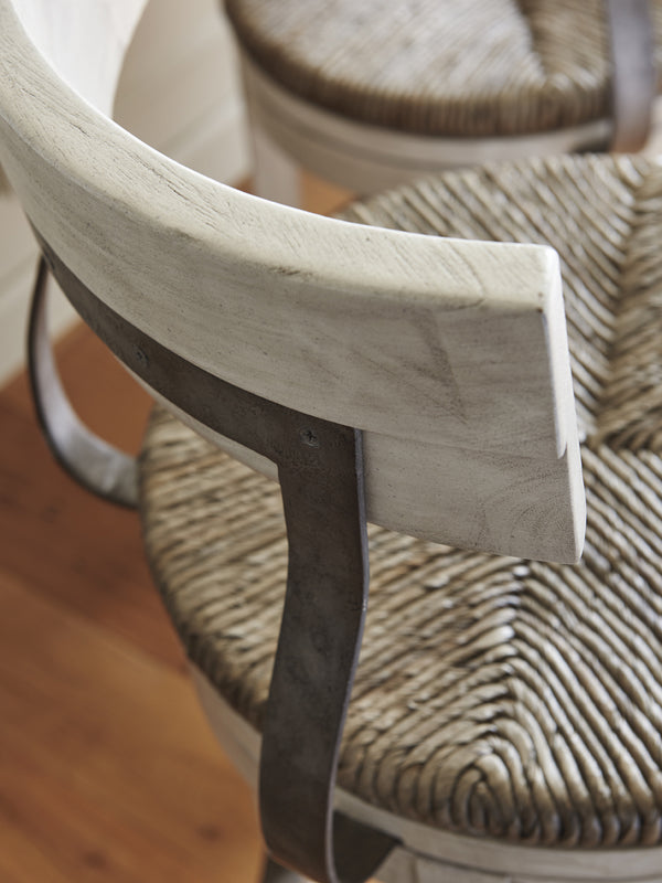 Lexington Merrick Swivel Counter Stool: Casual Elegance With Rush Seat And Metal Back For Modern Living Spaces Oyster  714-816-01