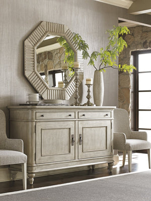 Lexington Selden Octagonal Mirror - Elegantly Crafted With Distressed Cathedral Mahogany And Antique Pewter Accents Oyster  714-204
