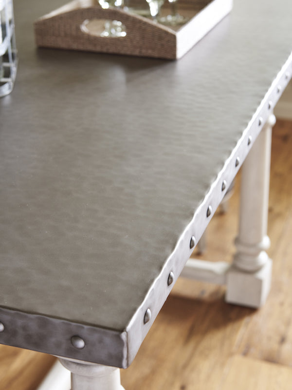 Lexington Hidden Lake Bistro Table - Elegant Transitional Design With Burnished Stainless Steel Top & Drawers Oyster  714-873