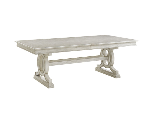 Lexington Montauk Rectangular Dining Table - Elegant Oyster Finish, Trestle Base Design, Comfortably Seats 10 Oyster  714-876