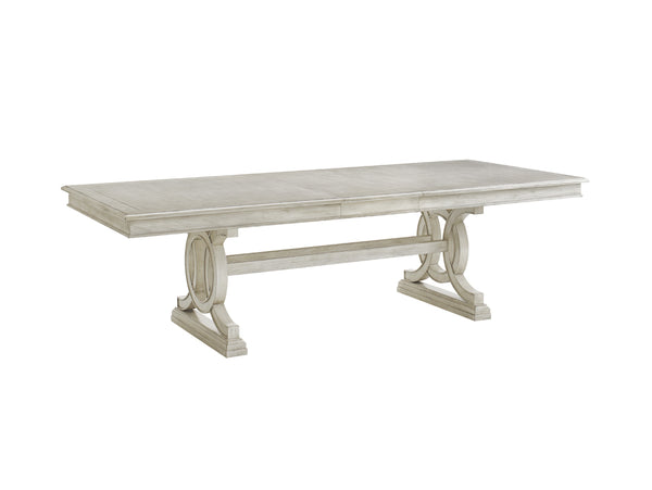 Lexington Montauk Rectangular Dining Table - Elegant Oyster Finish, Trestle Base Design, Comfortably Seats 10 Oyster  714-876