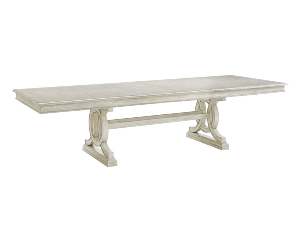 Lexington Montauk Rectangular Dining Table - Elegant Oyster Finish, Trestle Base Design, Comfortably Seats 10 Oyster  714-876