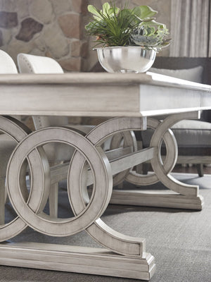 Lexington Montauk Rectangular Dining Table - Elegant Oyster Finish, Trestle Base Design, Comfortably Seats 10 Oyster  714-876