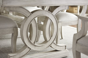 Lexington Montauk Rectangular Dining Table - Elegant Oyster Finish, Trestle Base Design, Comfortably Seats 10 Oyster  714-876