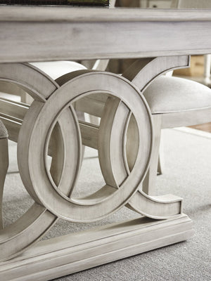 Lexington Montauk Rectangular Dining Table - Elegant Oyster Finish, Trestle Base Design, Comfortably Seats 10 Oyster  714-876