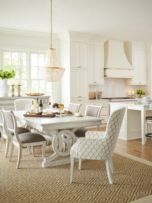 Lexington Montauk Rectangular Dining Table - Elegant Oyster Finish, Trestle Base Design, Comfortably Seats 10 Oyster  714-876