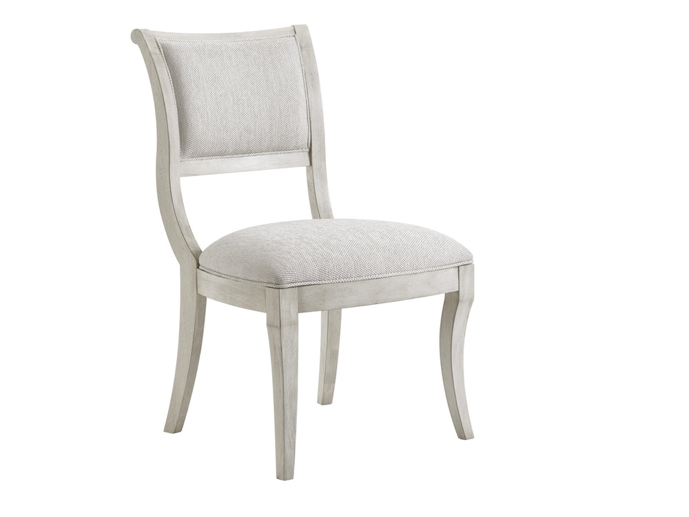 Lexington Eastport Dining Chair: Casual Transitional Style With Oyster Finish And Textured Upholstered Seat Oyster  714-880-01