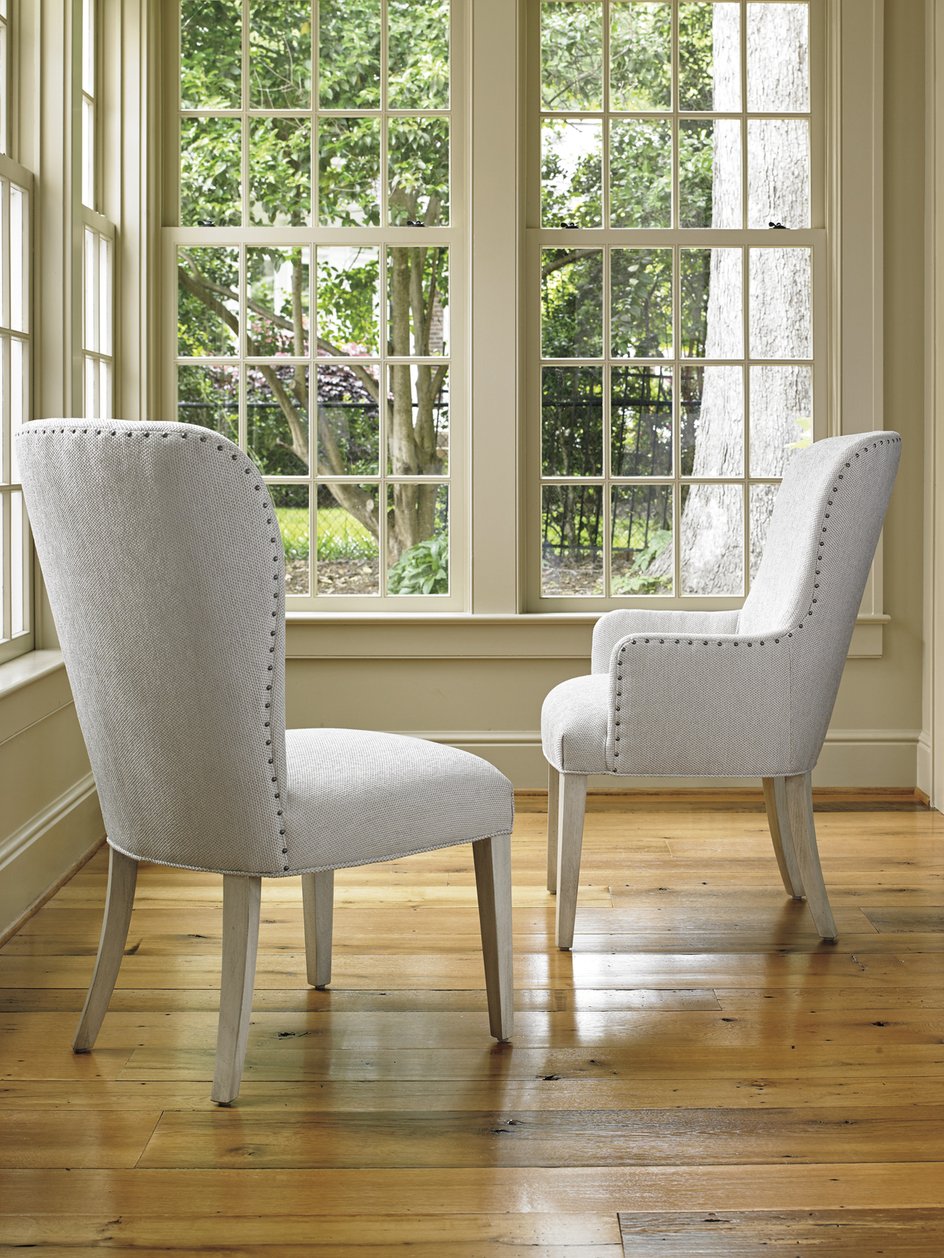 Lexington Baxter Upholstered Dining Chair - Casual Transitional Design With Elegant Oyster Finish And Nailhead Trim Oyster  714-882-01