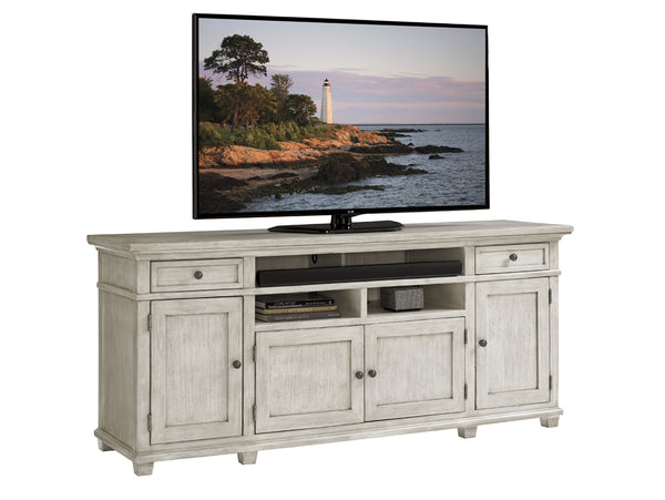 Lexington Kings Point Large Media Console - Elegant Design With Adjustable Shelves, Storage & Ventilation Options Oyster  714-908