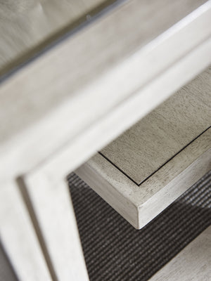 Lexington Saddlebrook Rectangular Cocktail Table - Elegant Mahogany Design With Beveled Glass Top And Shelf Oyster  714-943