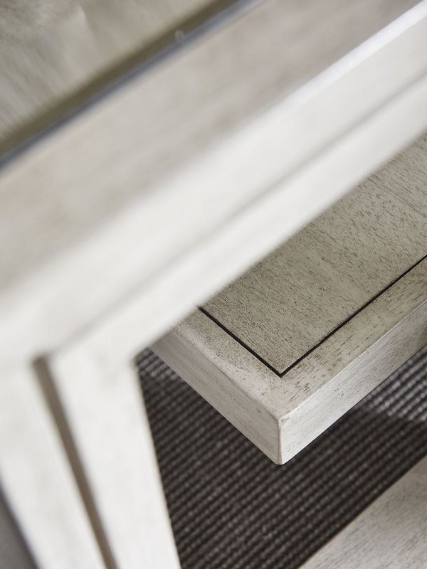 Lexington Saddlebrook Rectangular Cocktail Table - Elegant Mahogany Design With Beveled Glass Top And Shelf Oyster  714-943