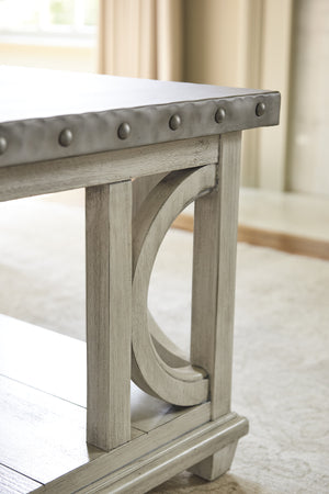 Lexington Litchfield Square Cocktail Table - Casual Sophistication With Burnished Steel Top And Antique Hardware Oyster  714-945
