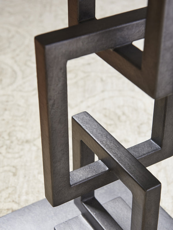 Lexington Deerwood Elegant Rectangular Side Table With Antique Pewter Base And Stylish Oyster Finish Top Oyster  714-952