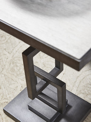 Lexington Deerwood Elegant Rectangular Side Table With Antique Pewter Base And Stylish Oyster Finish Top Oyster  714-952