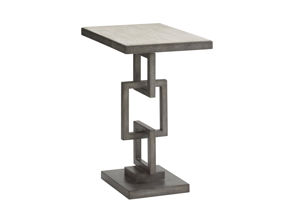 Lexington Deerwood Elegant Rectangular Side Table With Antique Pewter Base And Stylish Oyster Finish Top Oyster  714-952