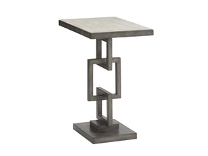 Lexington Deerwood Elegant Rectangular Side Table With Antique Pewter Base And Stylish Oyster Finish Top Oyster  714-952
