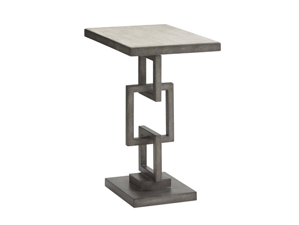Lexington Deerwood Elegant Rectangular Side Table With Antique Pewter Base And Stylish Oyster Finish Top Oyster  714-952