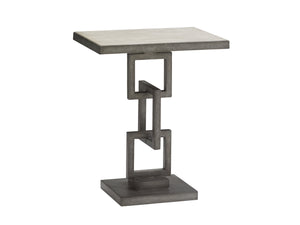 Lexington Deerwood Elegant Rectangular Side Table With Antique Pewter Base And Stylish Oyster Finish Top Oyster  714-952