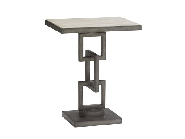 Lexington Deerwood Elegant Rectangular Side Table With Antique Pewter Base And Stylish Oyster Finish Top Oyster  714-952