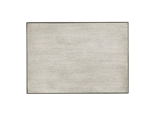 Lexington Deerwood Elegant Rectangular Side Table With Antique Pewter Base And Stylish Oyster Finish Top Oyster  714-952