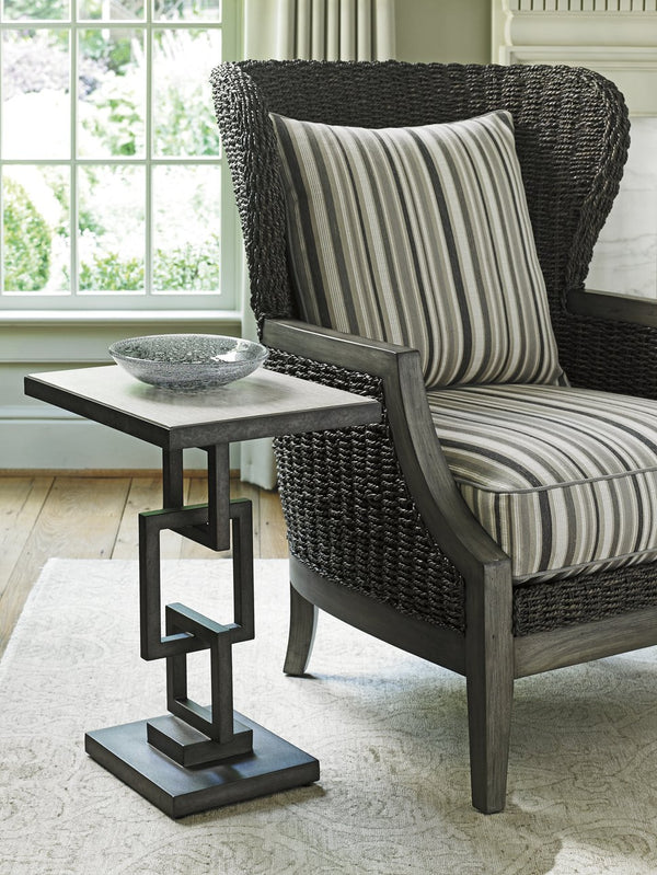 Lexington Deerwood Elegant Rectangular Side Table With Antique Pewter Base And Stylish Oyster Finish Top Oyster  714-952