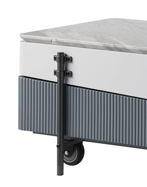 English Elm Grey Grey and White High Gloss lift-top coffee table with storage, industrial modern, durable design B062P209130