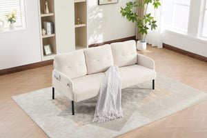 English Elm United We Win Corduroy Loveseat Plush Ergonomic Sofa with Spring Support Metal Legs Beige W1568P410043