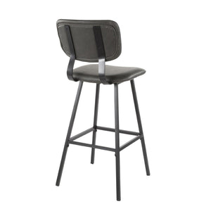 English Elm Foundry Industrial Barstools Set of 2 Faux Leather Curved Back Urban Loft Seating B202P222395