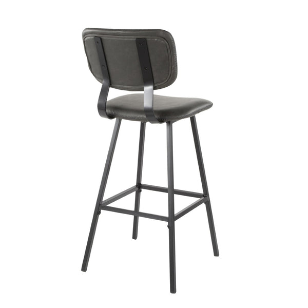 English Elm Foundry Industrial Barstools Set of 2 Faux Leather Curved Back Urban Loft Seating B202P222395