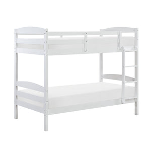 English Elm Twin Twin-over-Twin Bunk Bed with Guard Rails and Ladder, Wood-Engineered Frame, Space-Saving Dorm Style White 84 L x 20 W x 9.5 H B011P362601